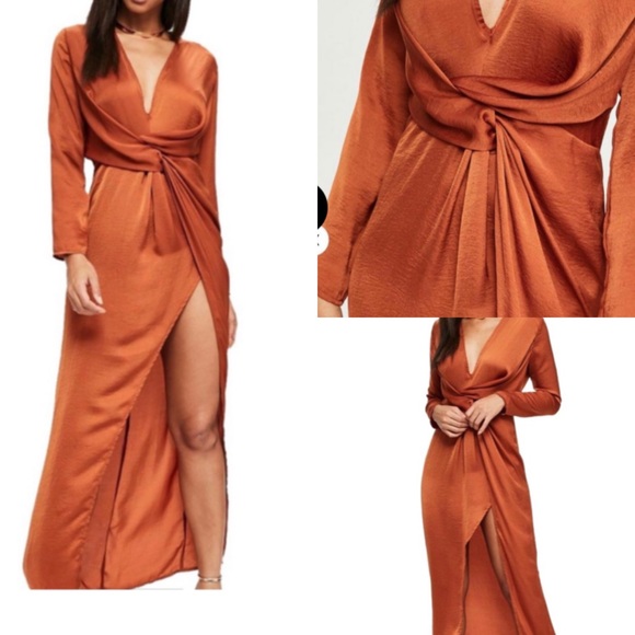 missguided orange maxi dress
